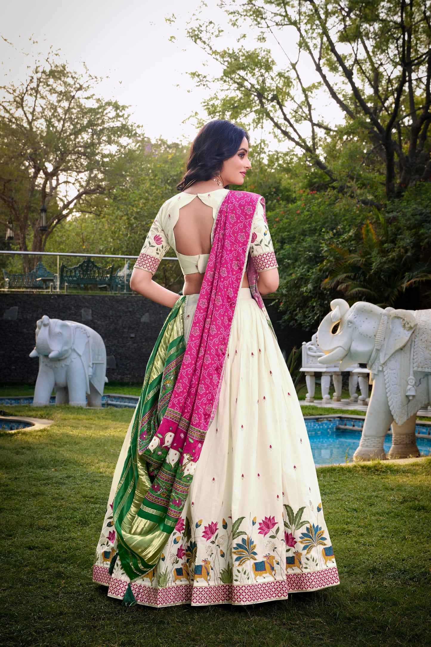 Classic White Lehenga With Festive Dupatta