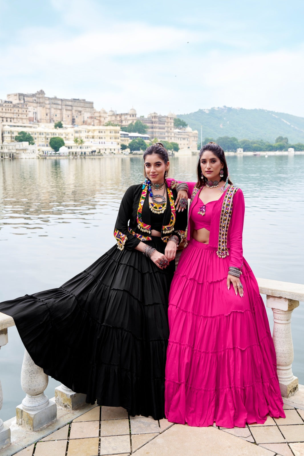 Traditional Mirror Work Rayon Lehenga Koti