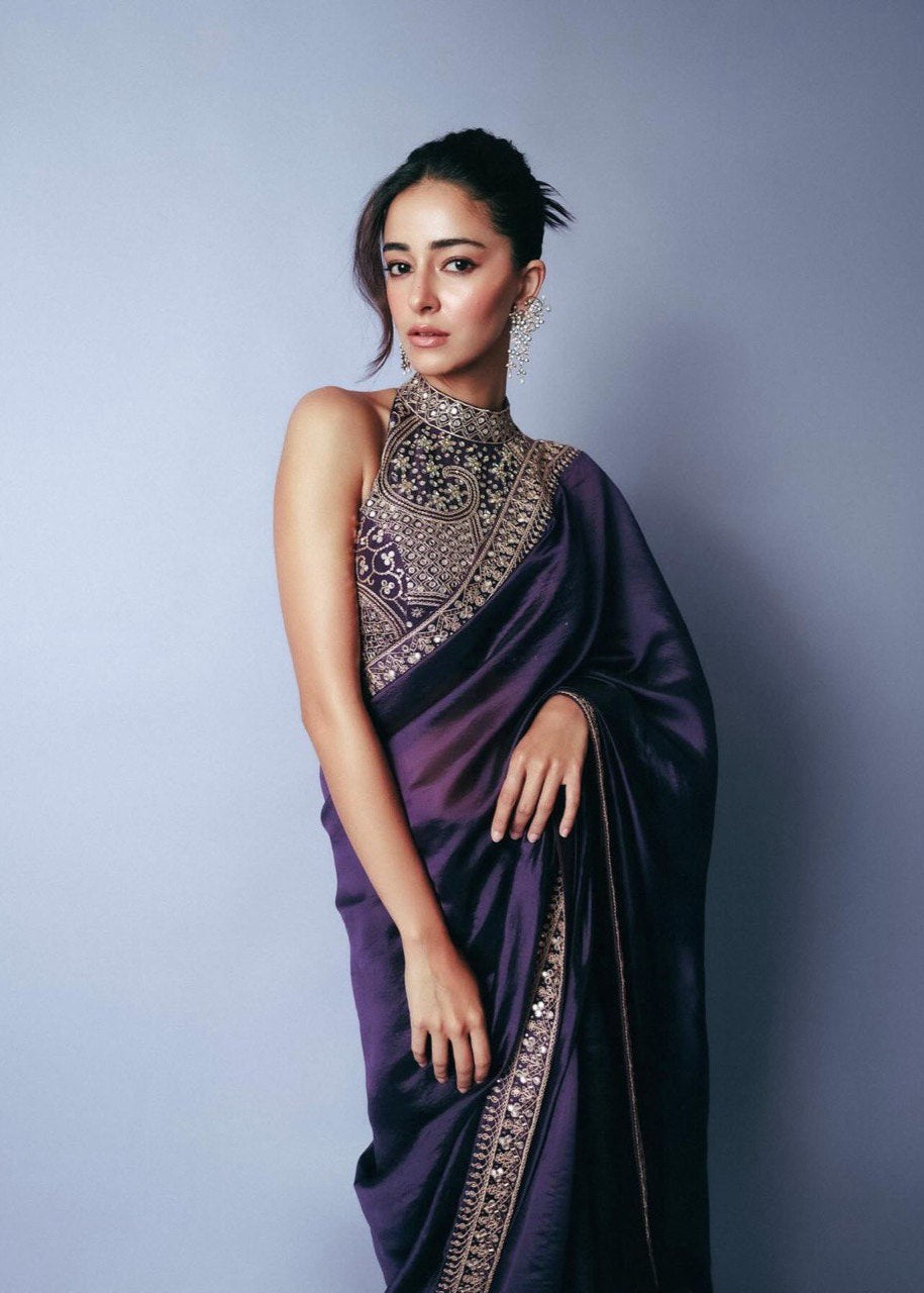 The Purple Glamour Sequin Saree