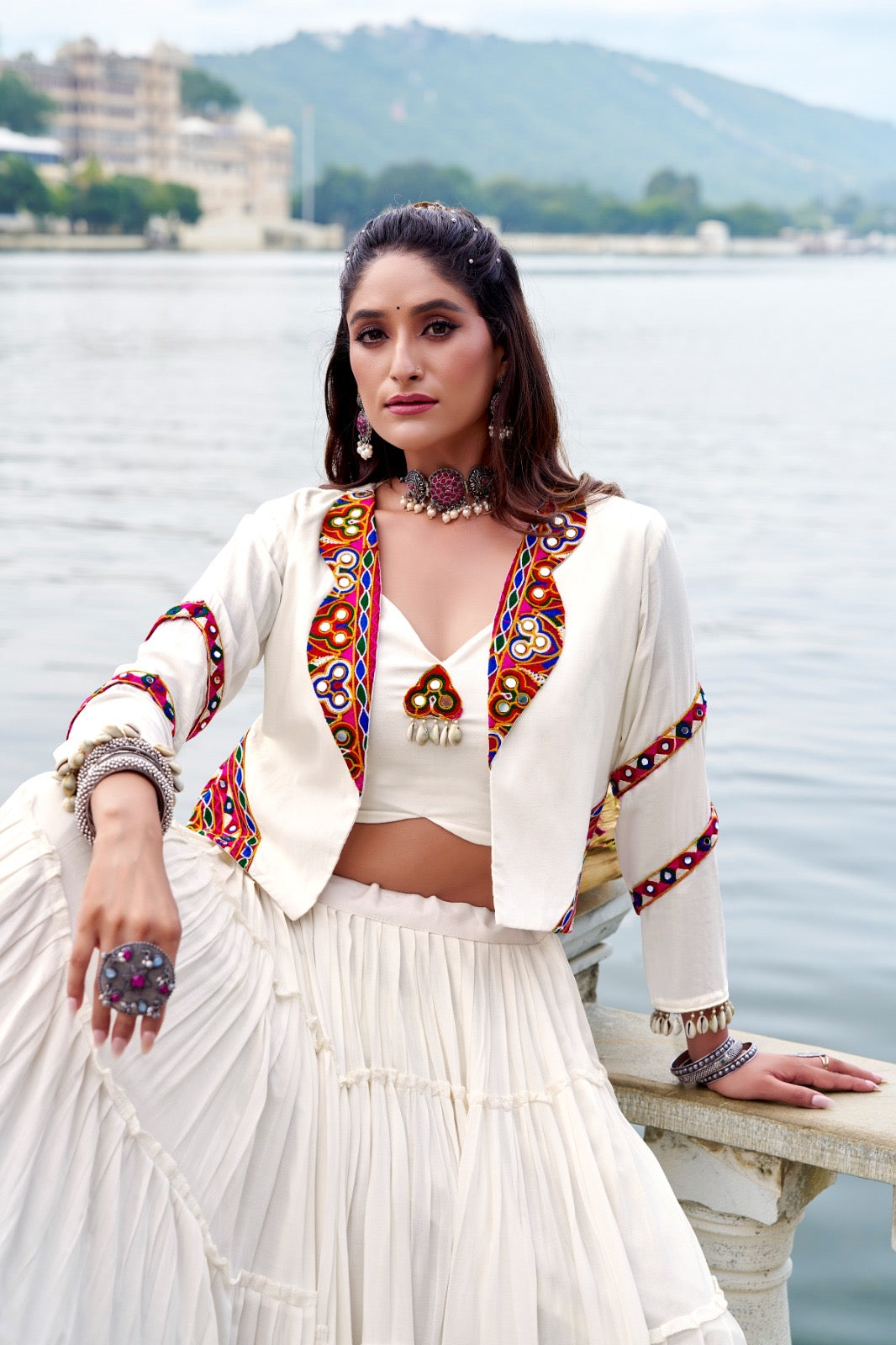 Traditional Mirror Work Rayon Lehenga Koti