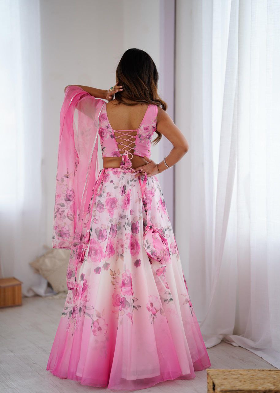 Blossom Organza Print Lehenga
