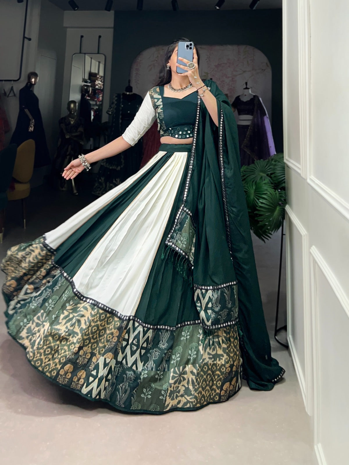 Glamour Prints Mirror Work Lehenga