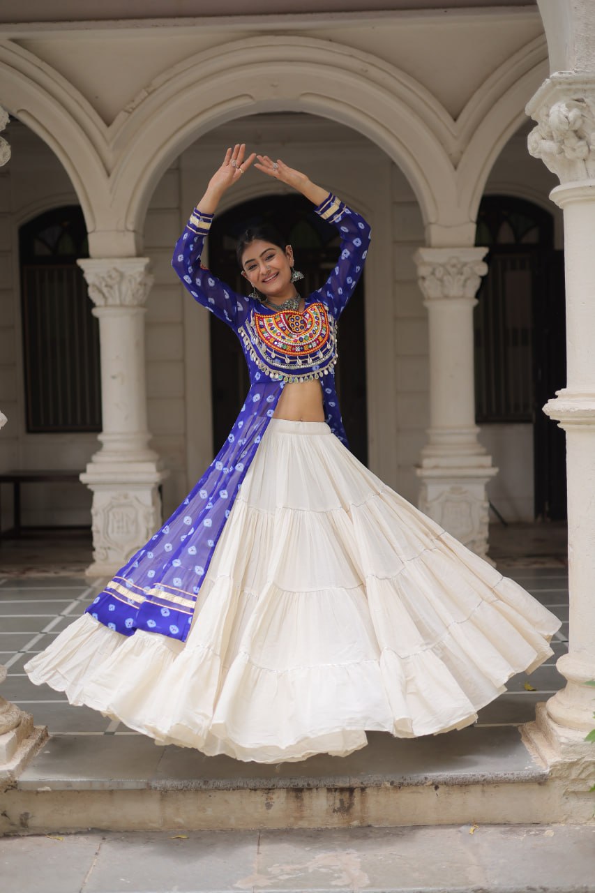 Festive Kutchi Work Bandhani Lehenga Kurti