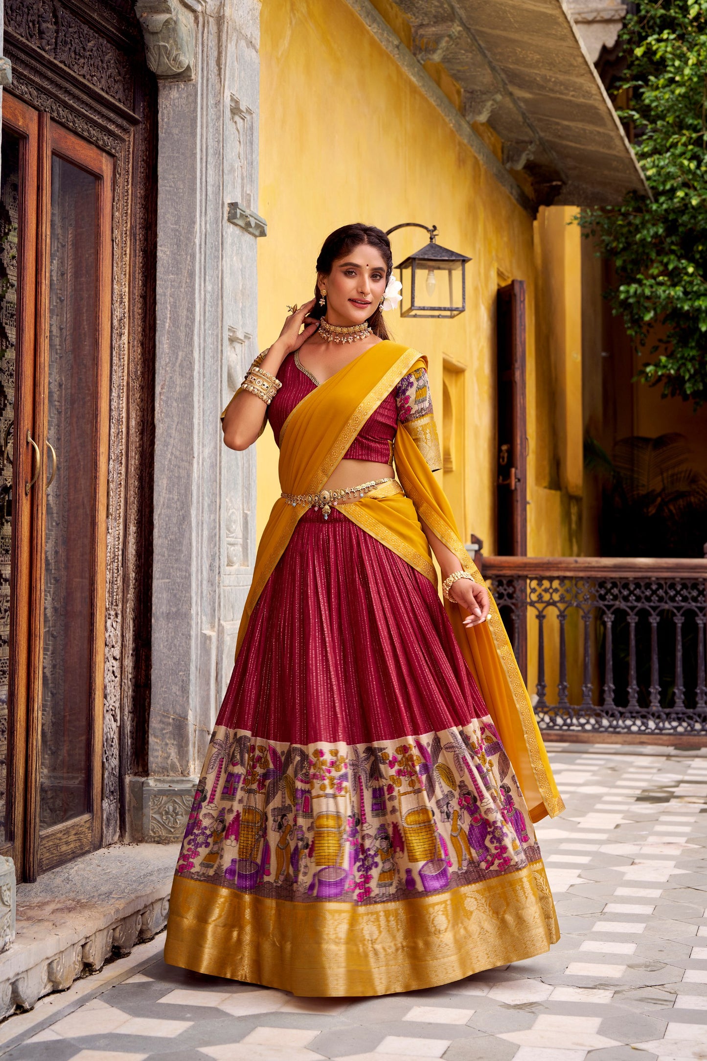 Kalamkari Zari Weaving Lehenga