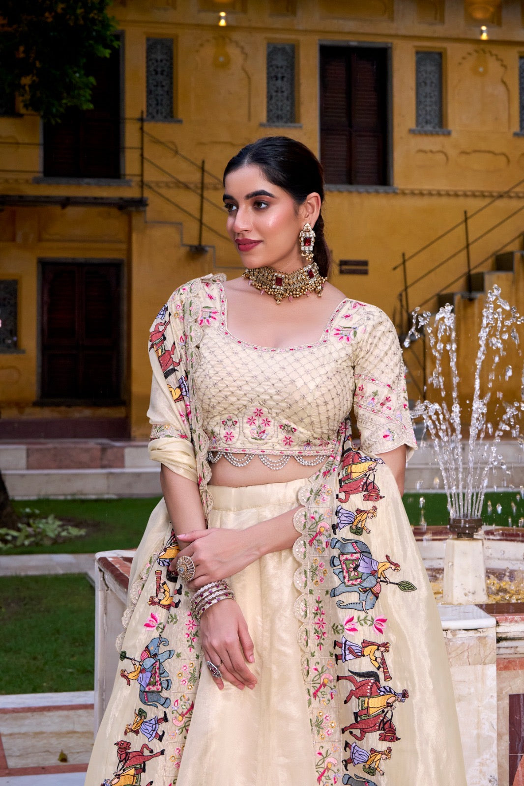 Soft Hue Detailed Work Lehenga
