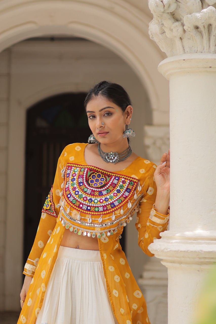 Festive Kutchi Work Bandhani Lehenga Kurti