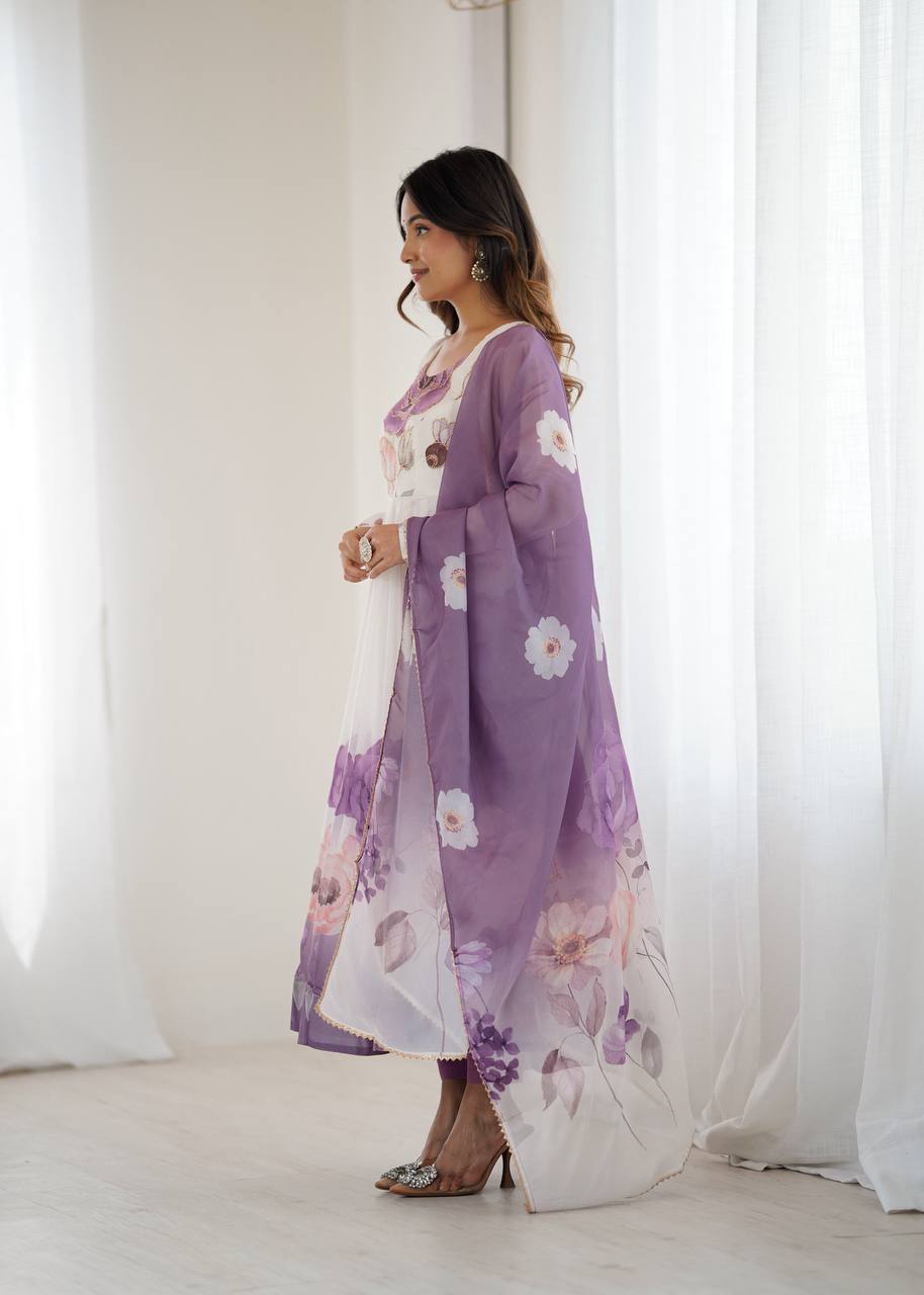 Petal Touch Printed Organza Anarkali