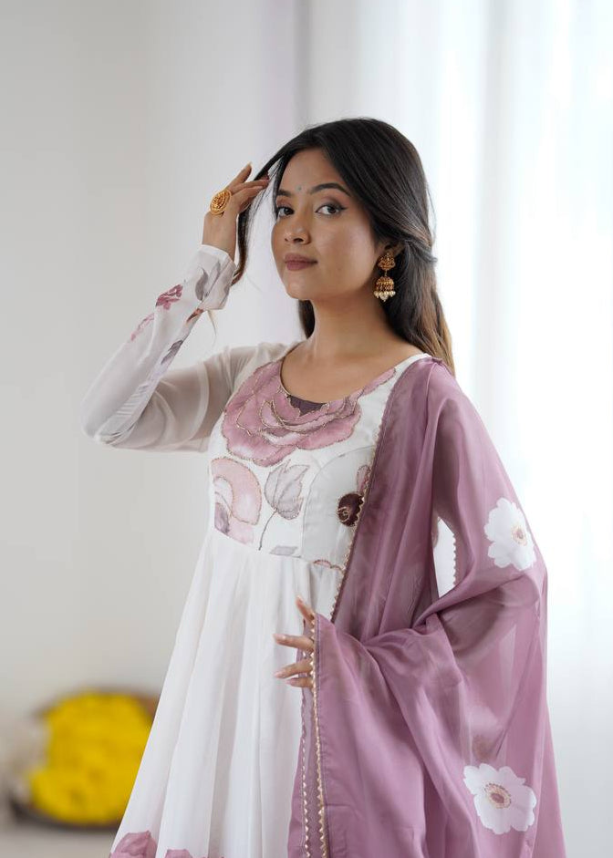 Petal Touch Printed Organza Anarkali
