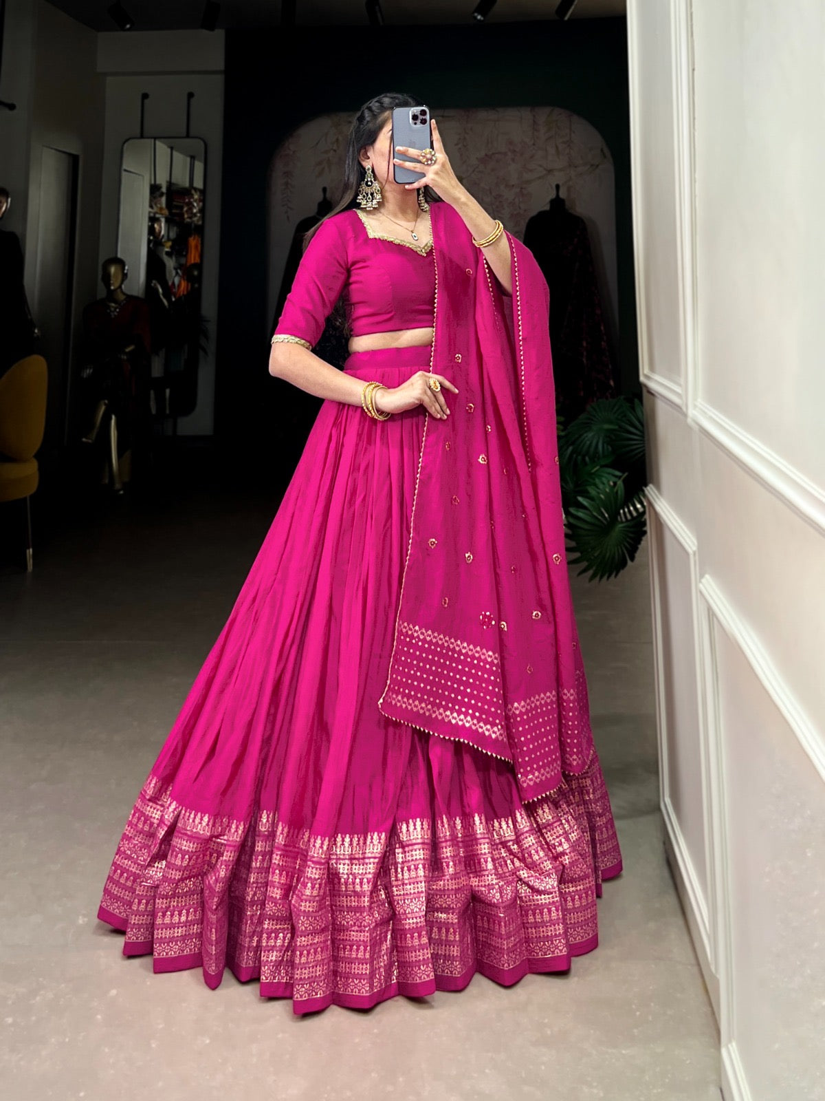 Dazzle Nights Chanderi Dupatta Lehenga
