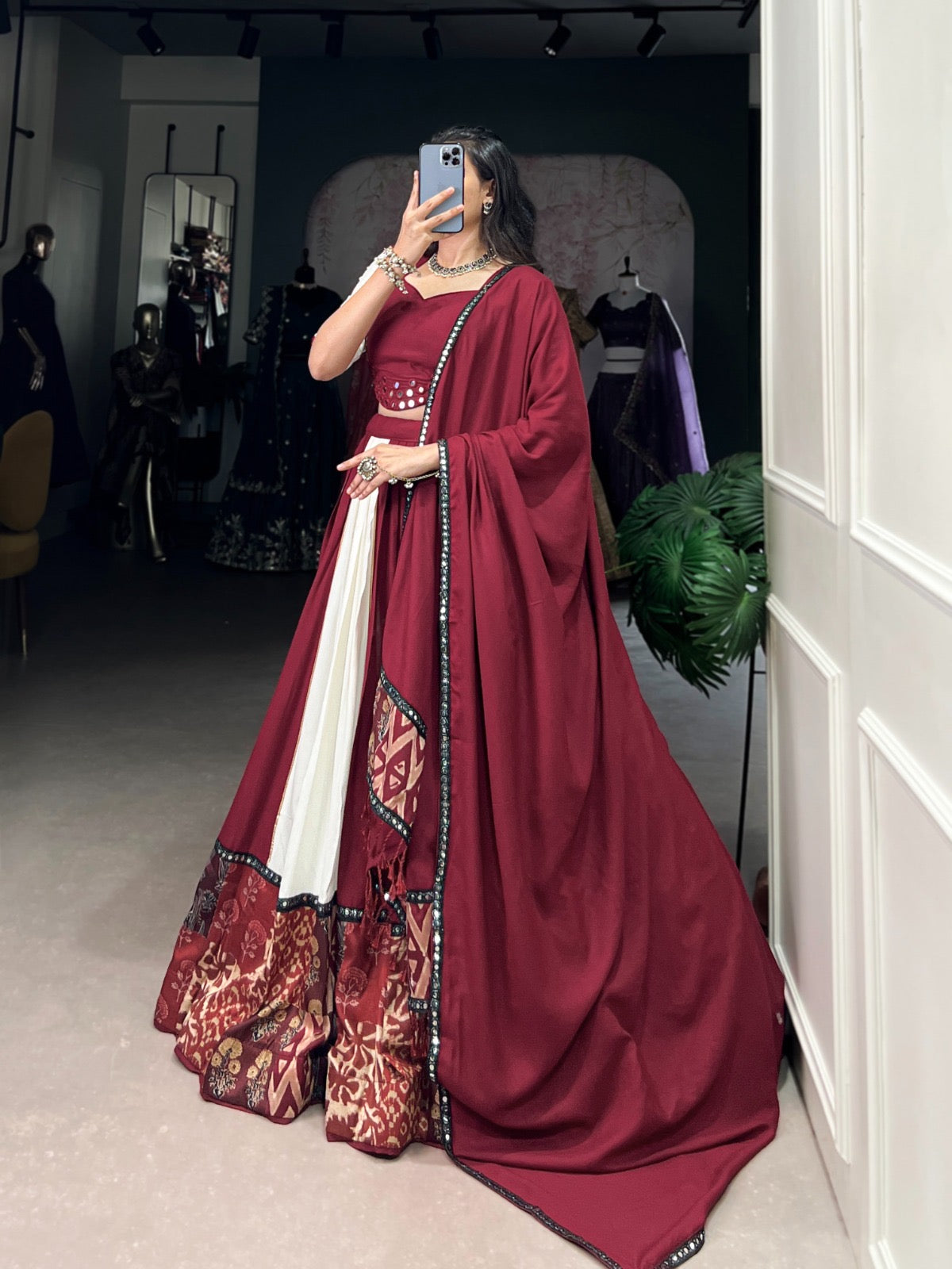 Glamour Prints Mirror Work Lehenga