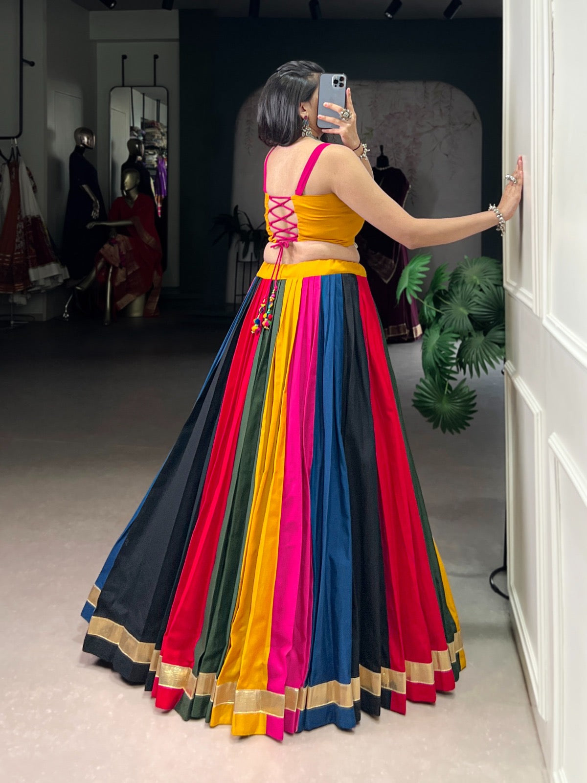 Vibrant Multicolour Mirror Work Lehenga