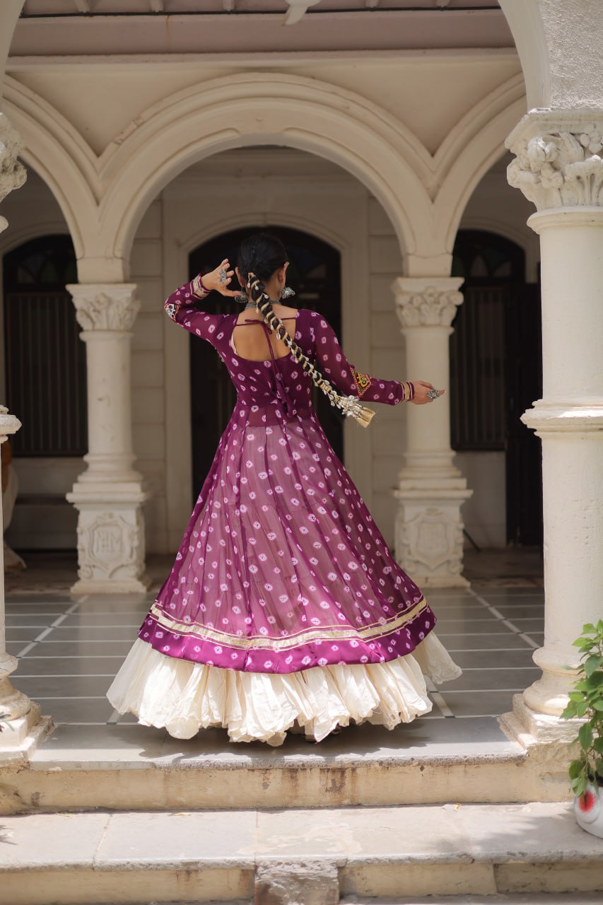 Festive Kutchi Work Bandhani Lehenga Kurti