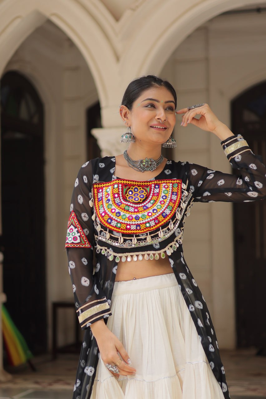 Festive Kutchi Work Bandhani Lehenga Kurti