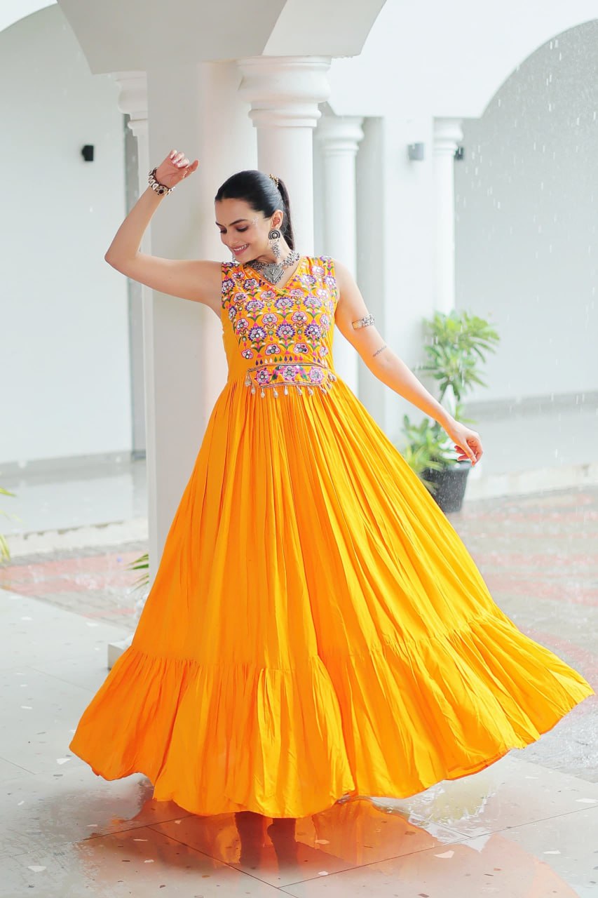Mirror Work Embroidered Kutchi Gown