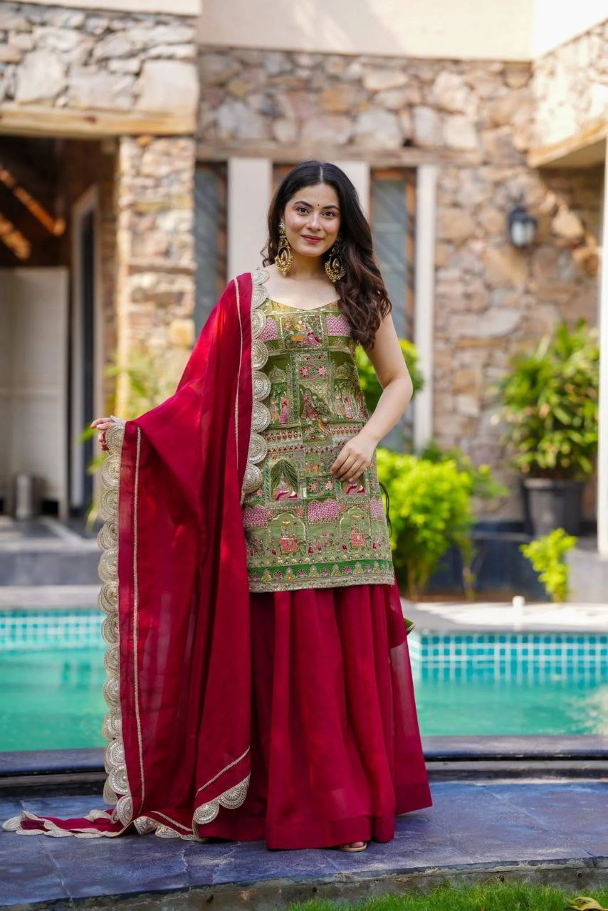 Gulbahaar Printed Kurti with Sharara Set