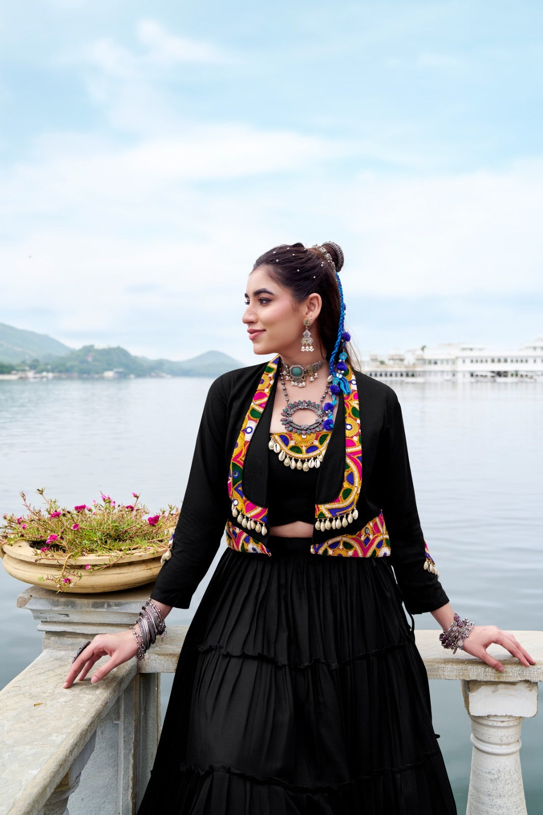 Traditional Mirror Work Rayon Lehenga Koti