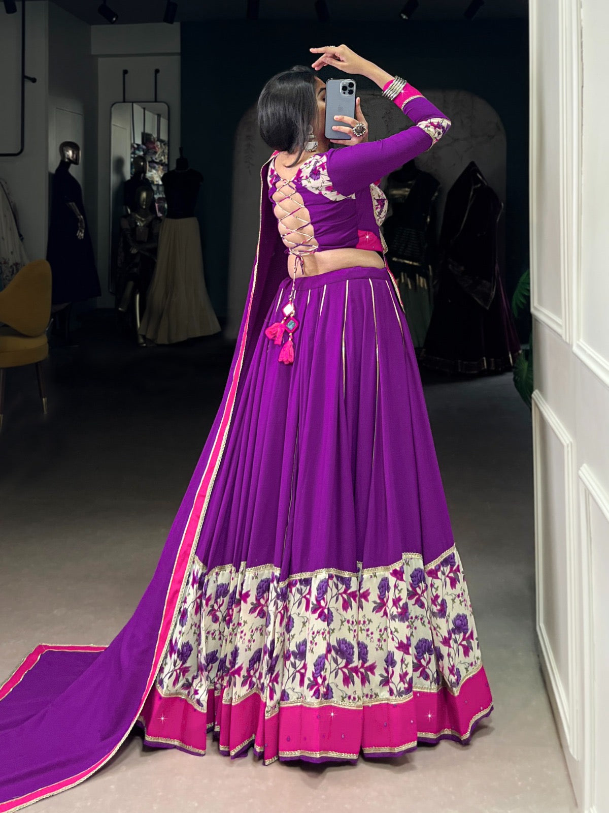 Blooming Purple Floral Lehenga Choli