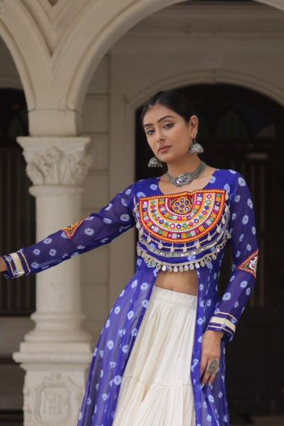 Festive Kutchi Work Bandhani Lehenga Kurti