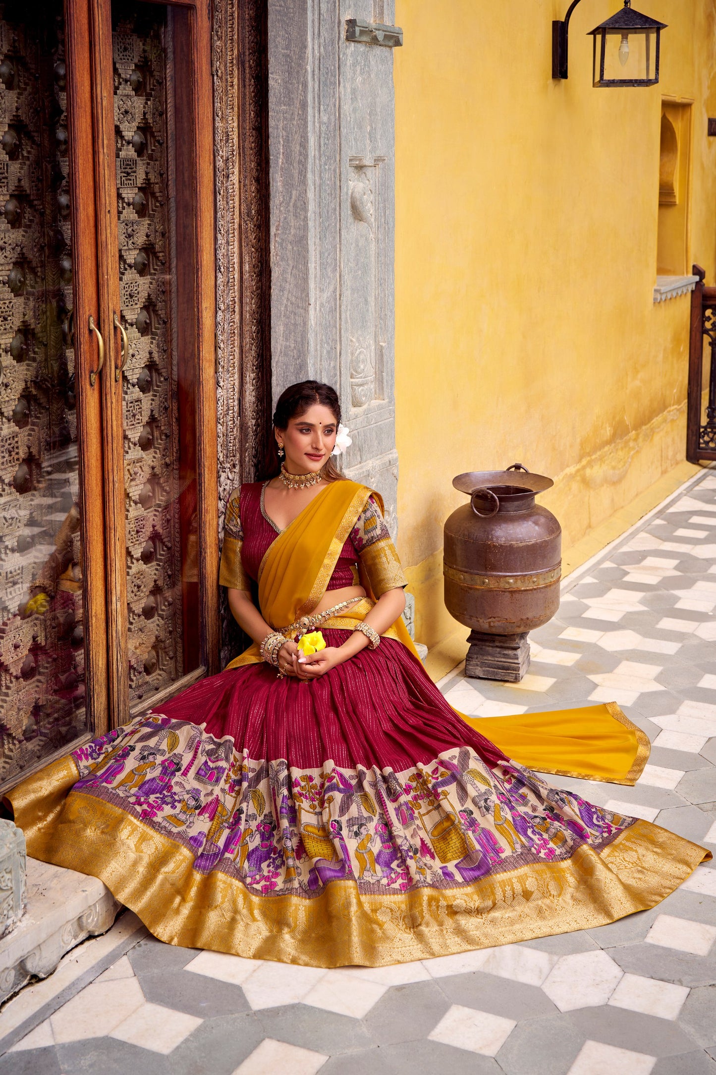 Kalamkari Zari Weaving Lehenga