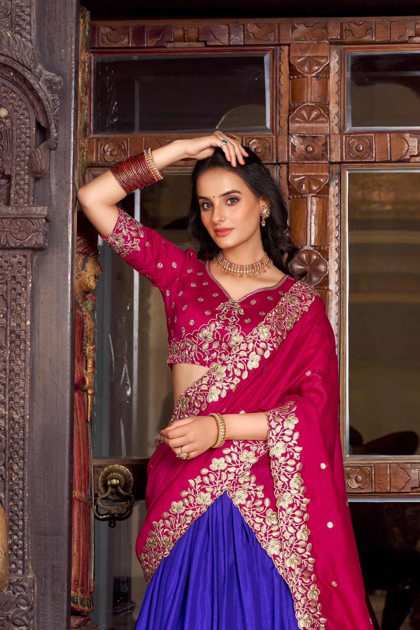 Traditional Zari Embellished Silk Lehenga