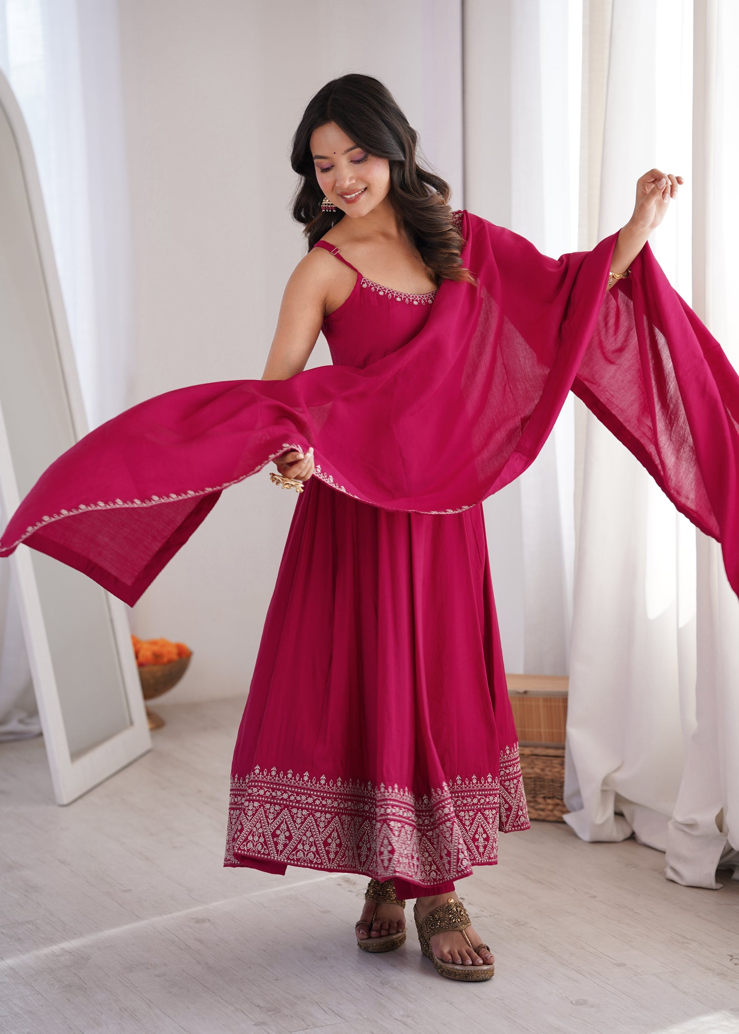 Meher Gulabi Anarkali Dupatta Set