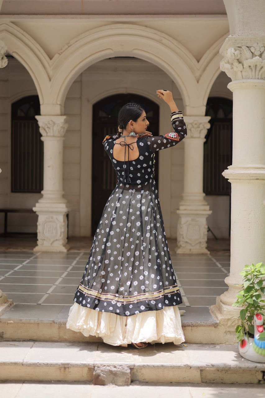 Festive Kutchi Work Bandhani Lehenga Kurti