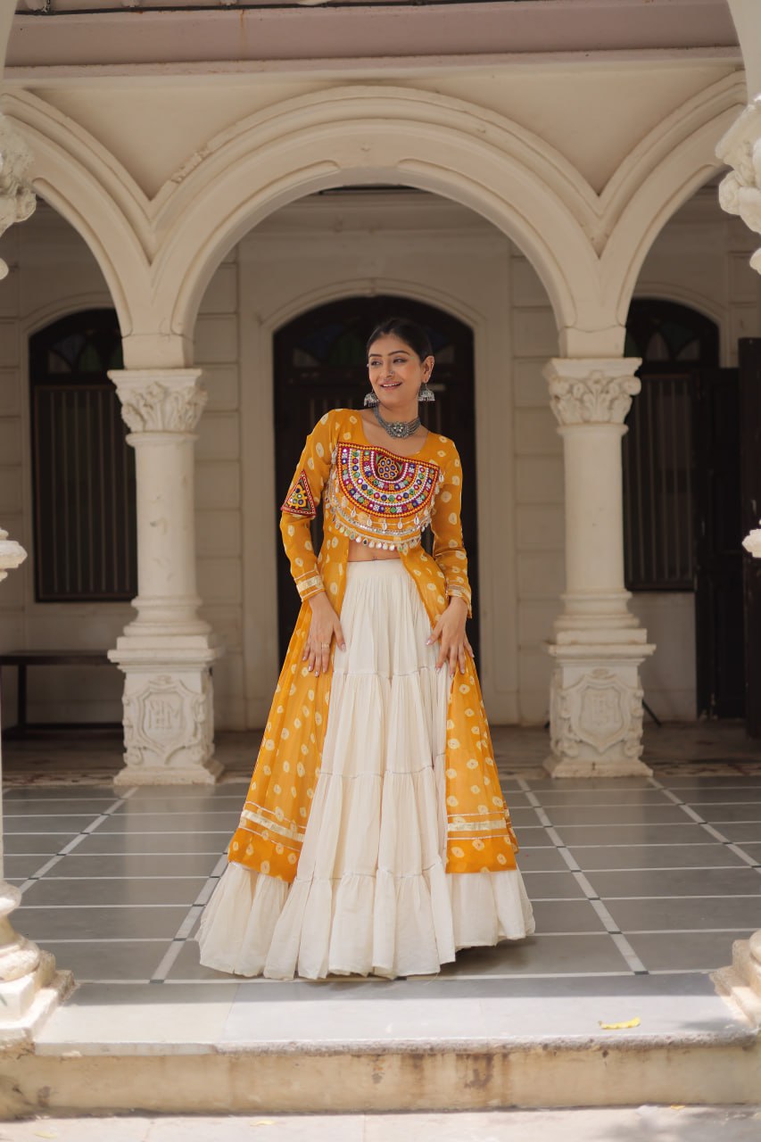 Festive Kutchi Work Bandhani Lehenga Kurti