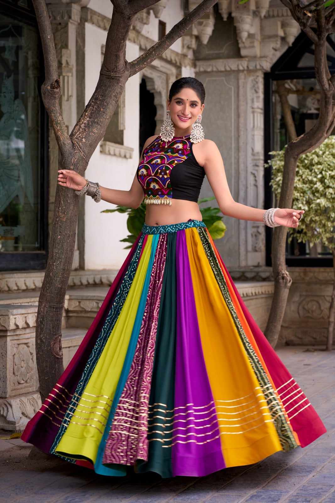 Colorful Gamthi Work Rayon Lehenga