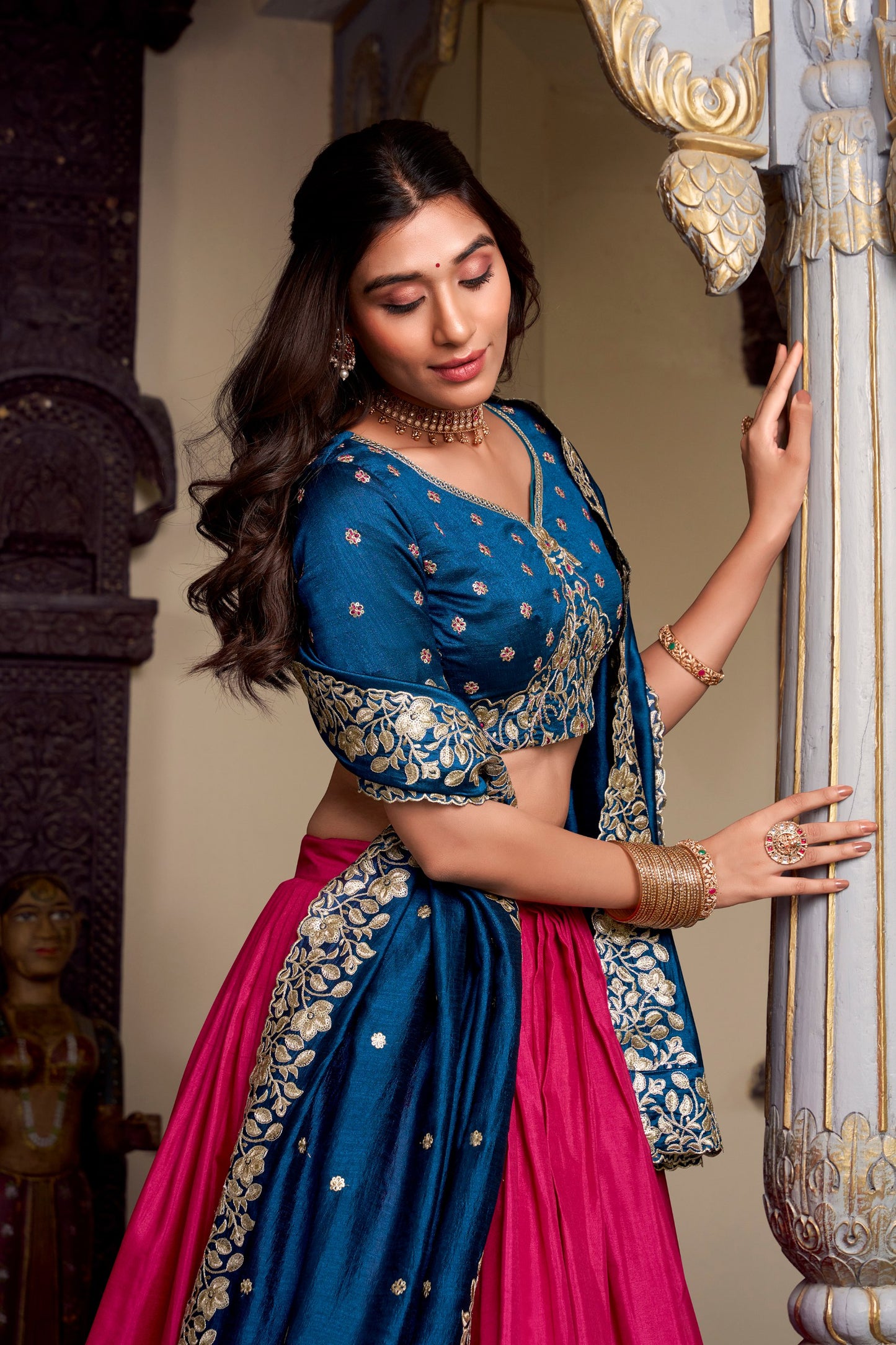 Traditional Zari Embellished Silk Lehenga