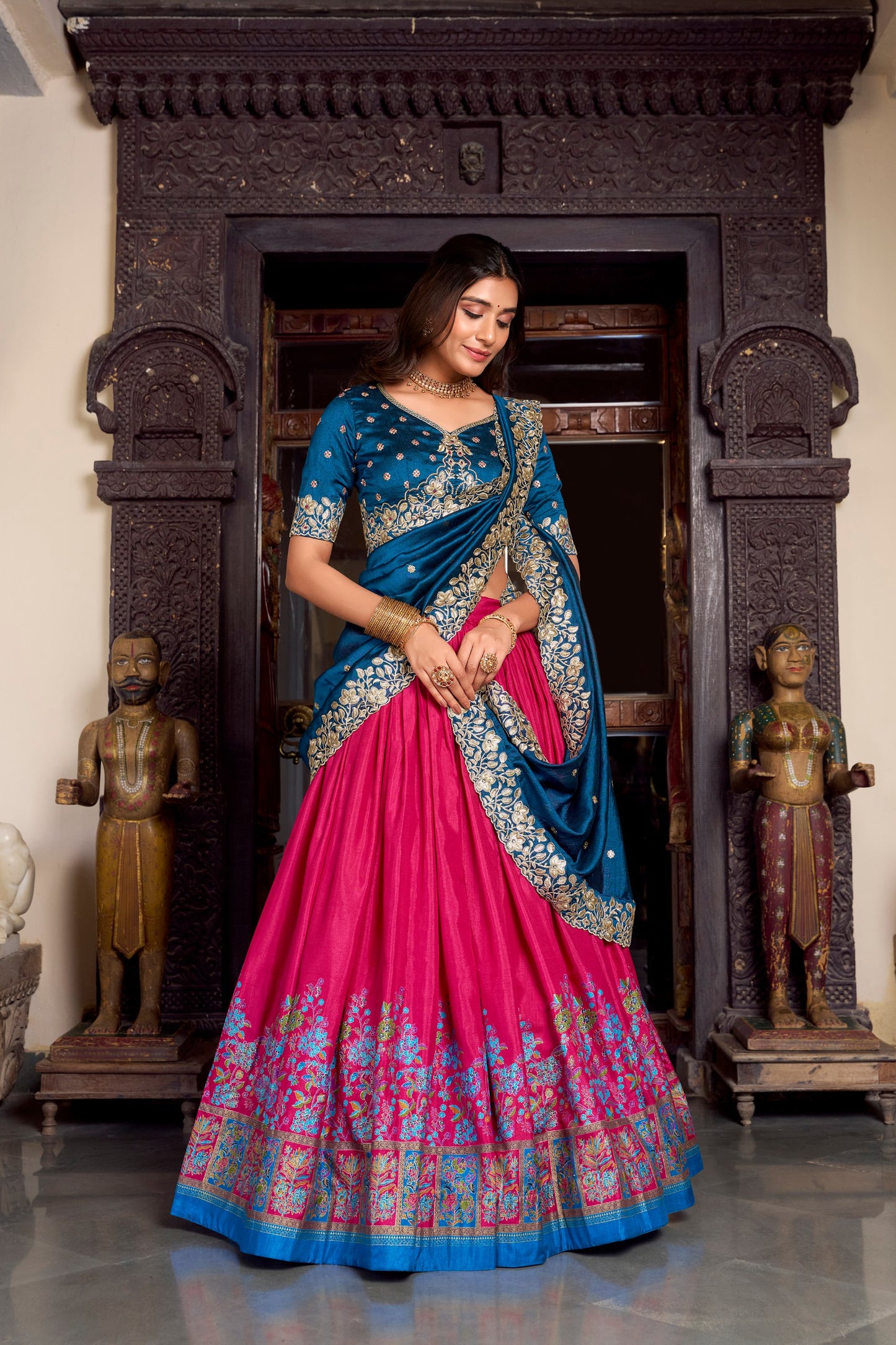 Traditional Zari Embellished Silk Lehenga