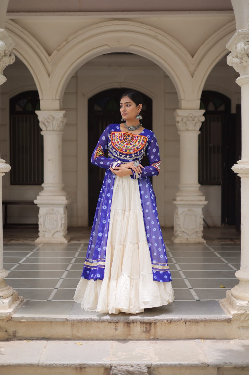 Festive Kutchi Work Bandhani Lehenga Kurti