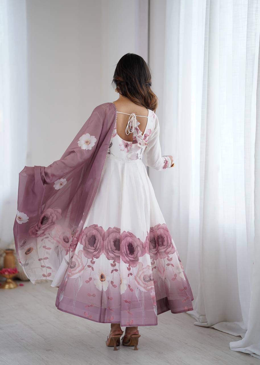Petal Touch Printed Organza Anarkali