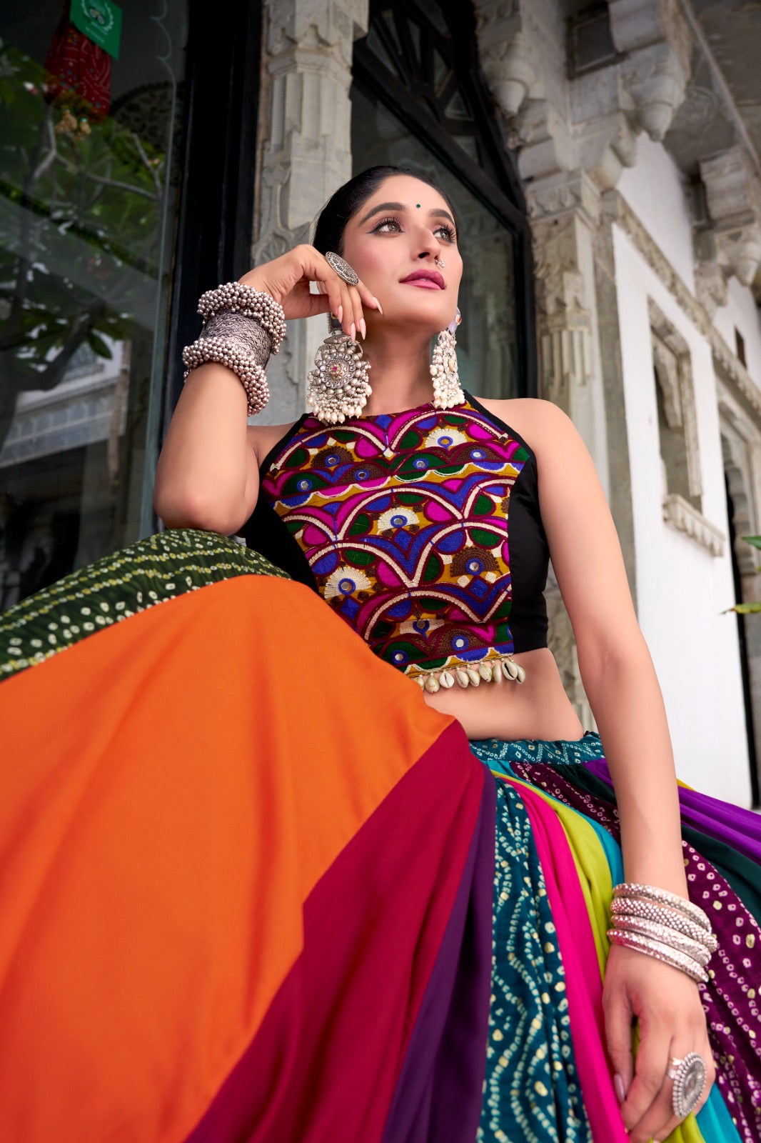 Colorful Gamthi Work Rayon Lehenga