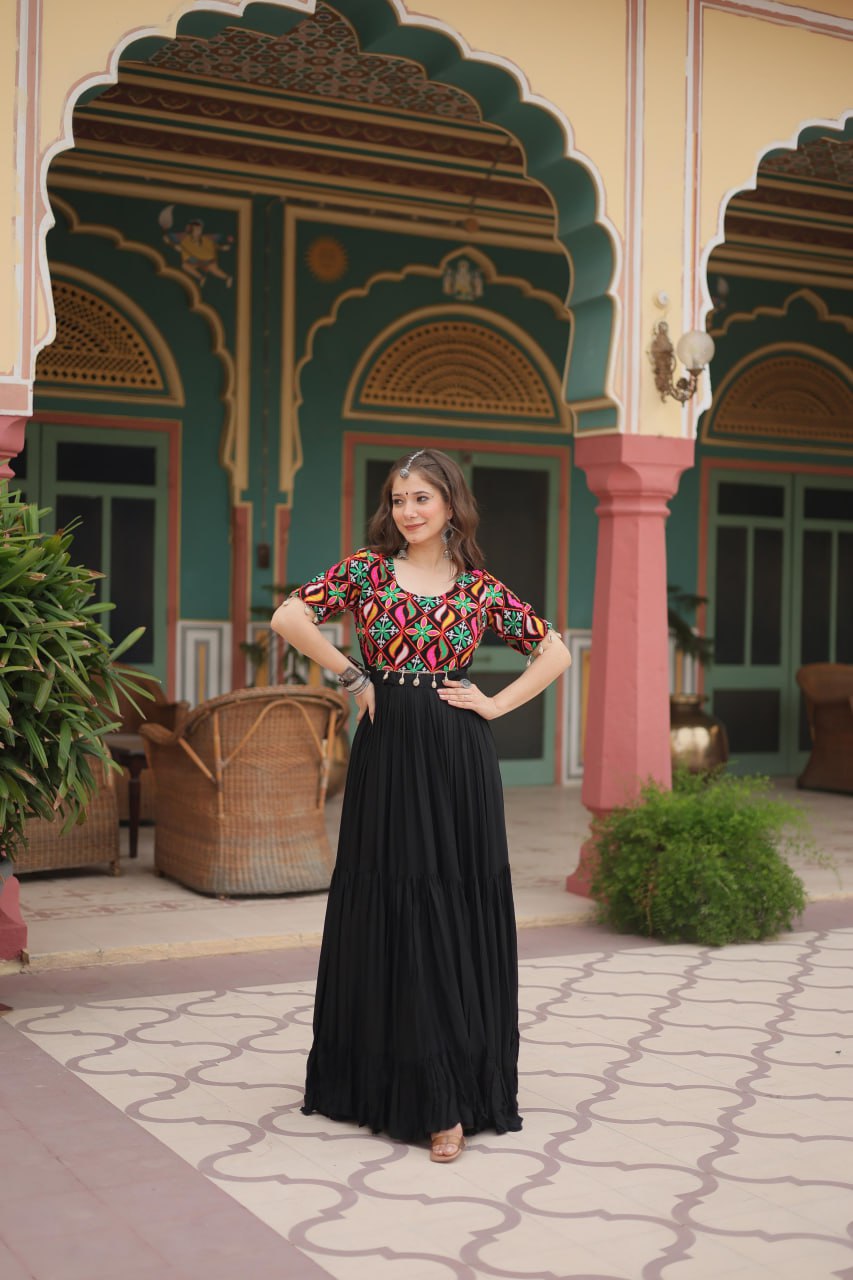 Midnight Bloom Gown Of Navratri