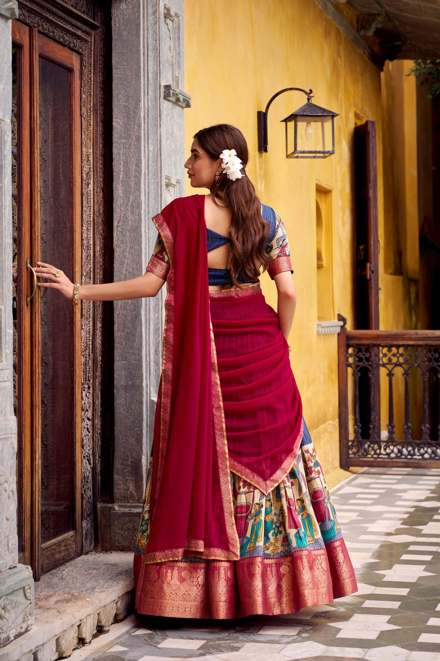 Kalamkari Zari Weaving Lehenga