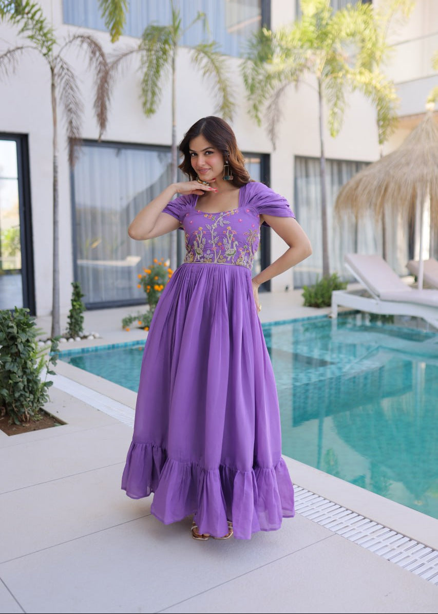 Soft Muse Embroidered Flare Gown