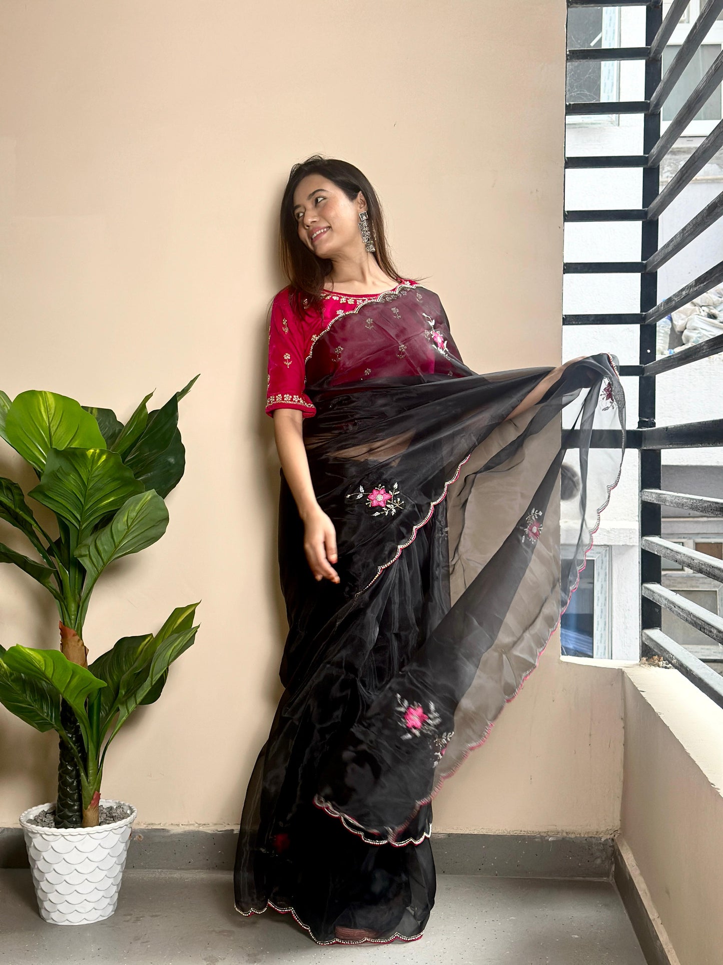 Graceful Organza Heavy Handwork Saree