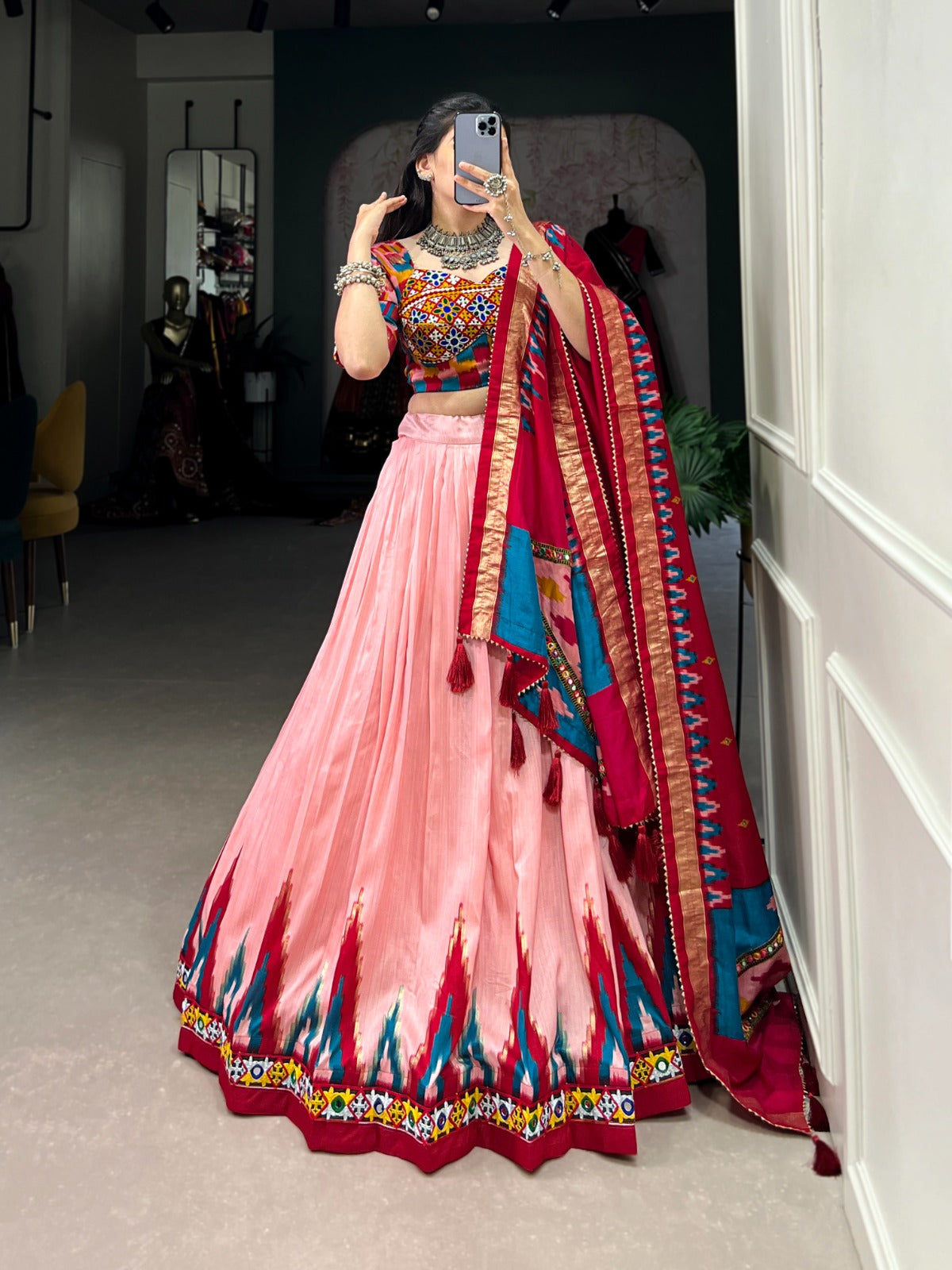 Peach Colour Navratri Chaniya Choli