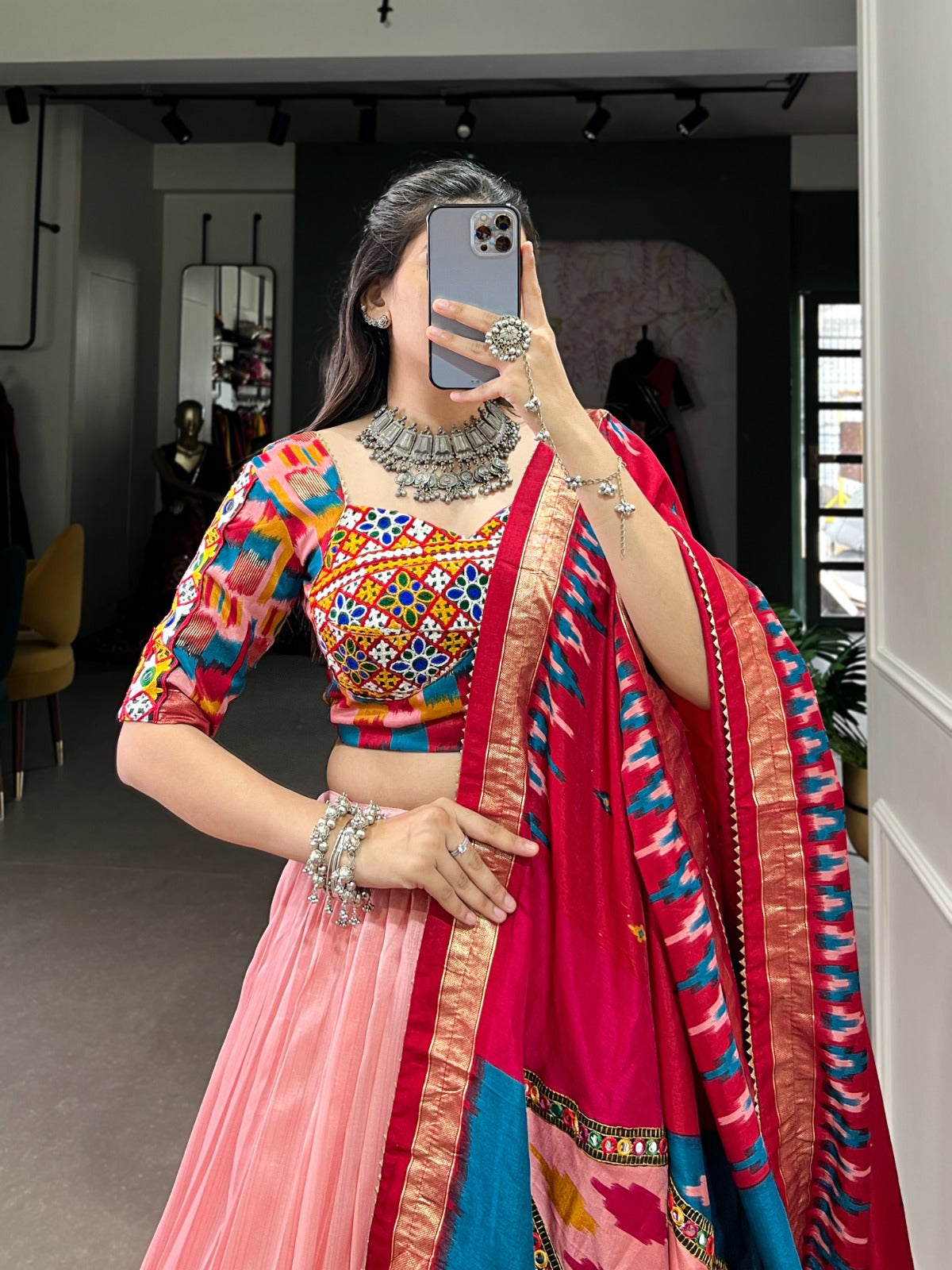 Peach Colour Navratri Chaniya Choli