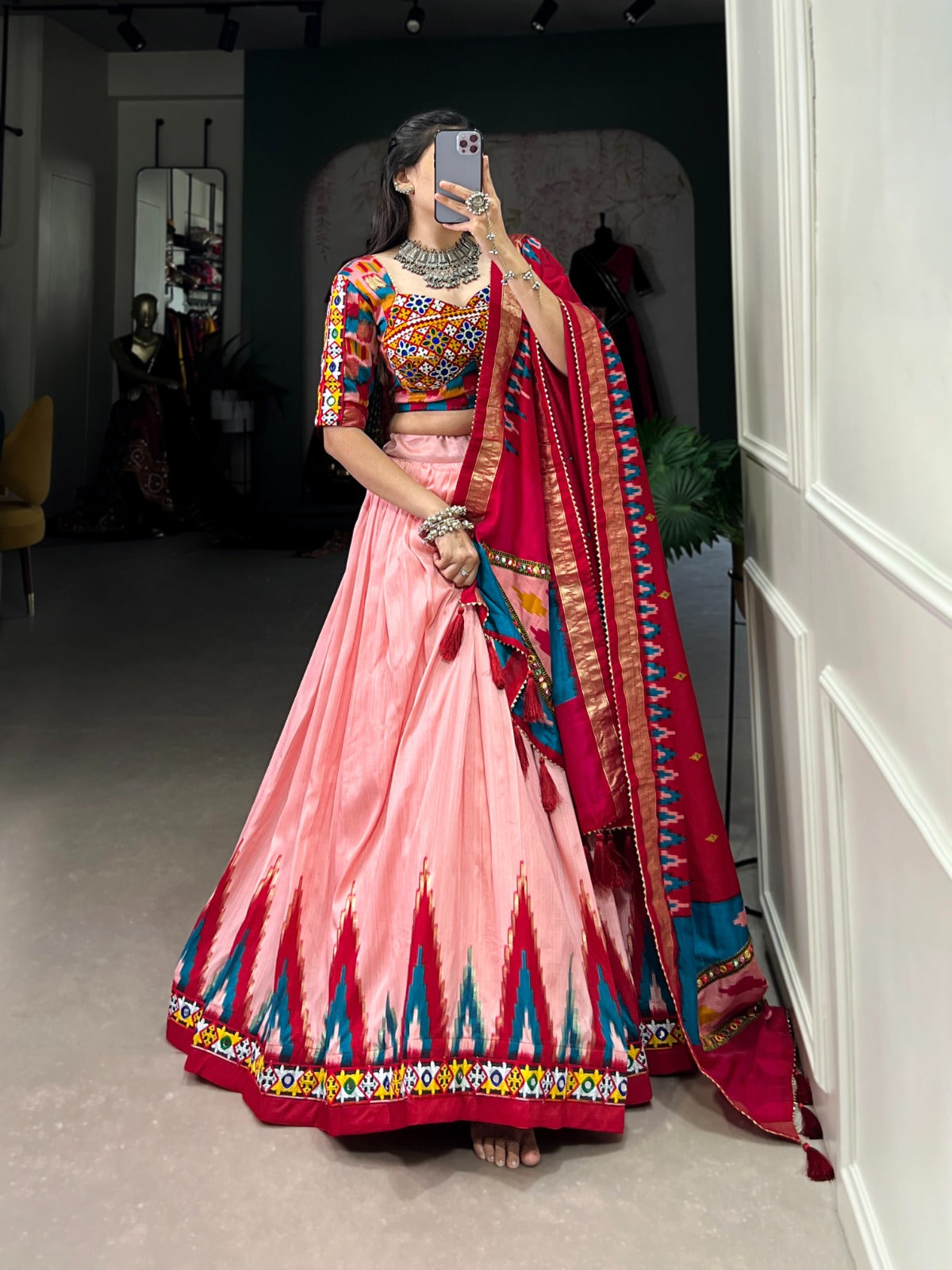 Peach Colour Navratri Chaniya Choli