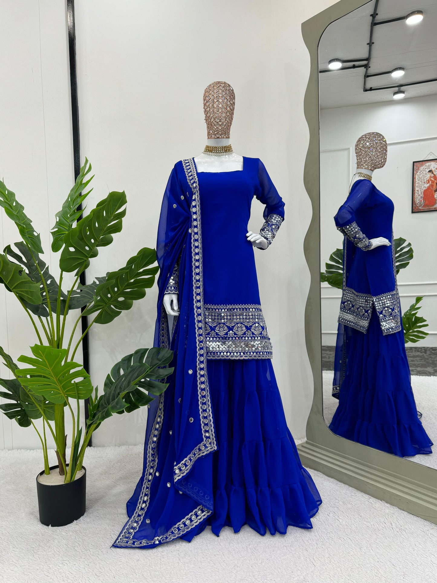 Blue Radiance Sequins Sharara Set