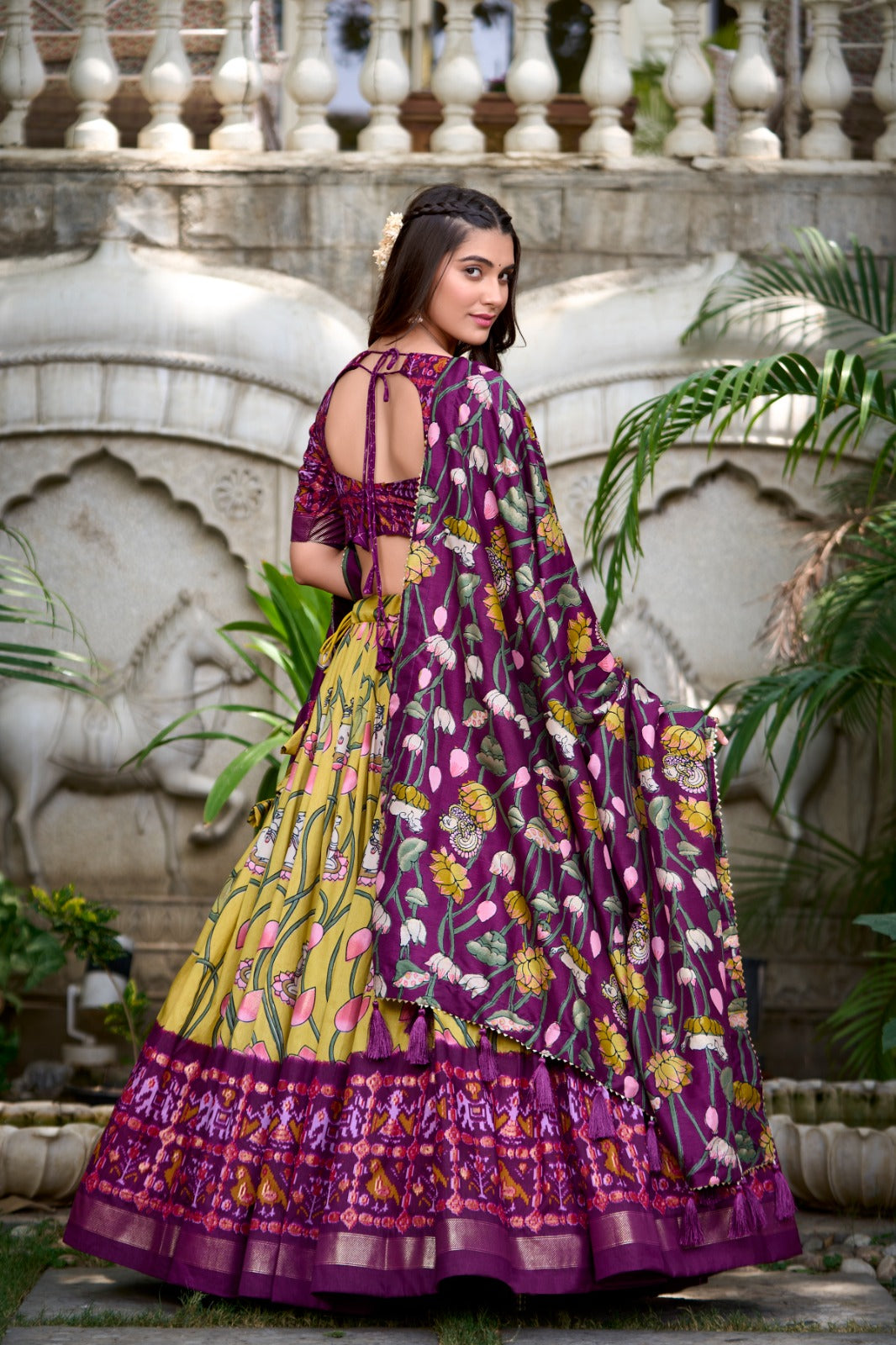 Patola Design Tussar Silk Lehenga