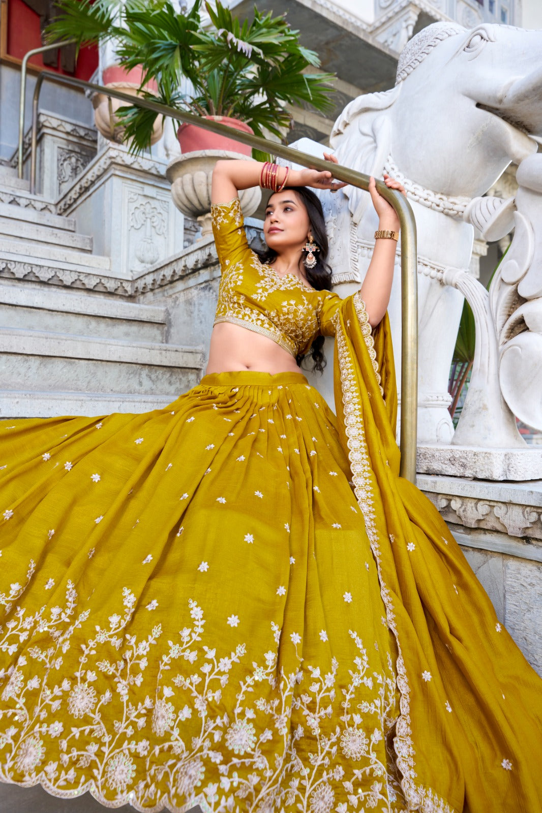 Golden Glow Mustard Wedding Lehenga