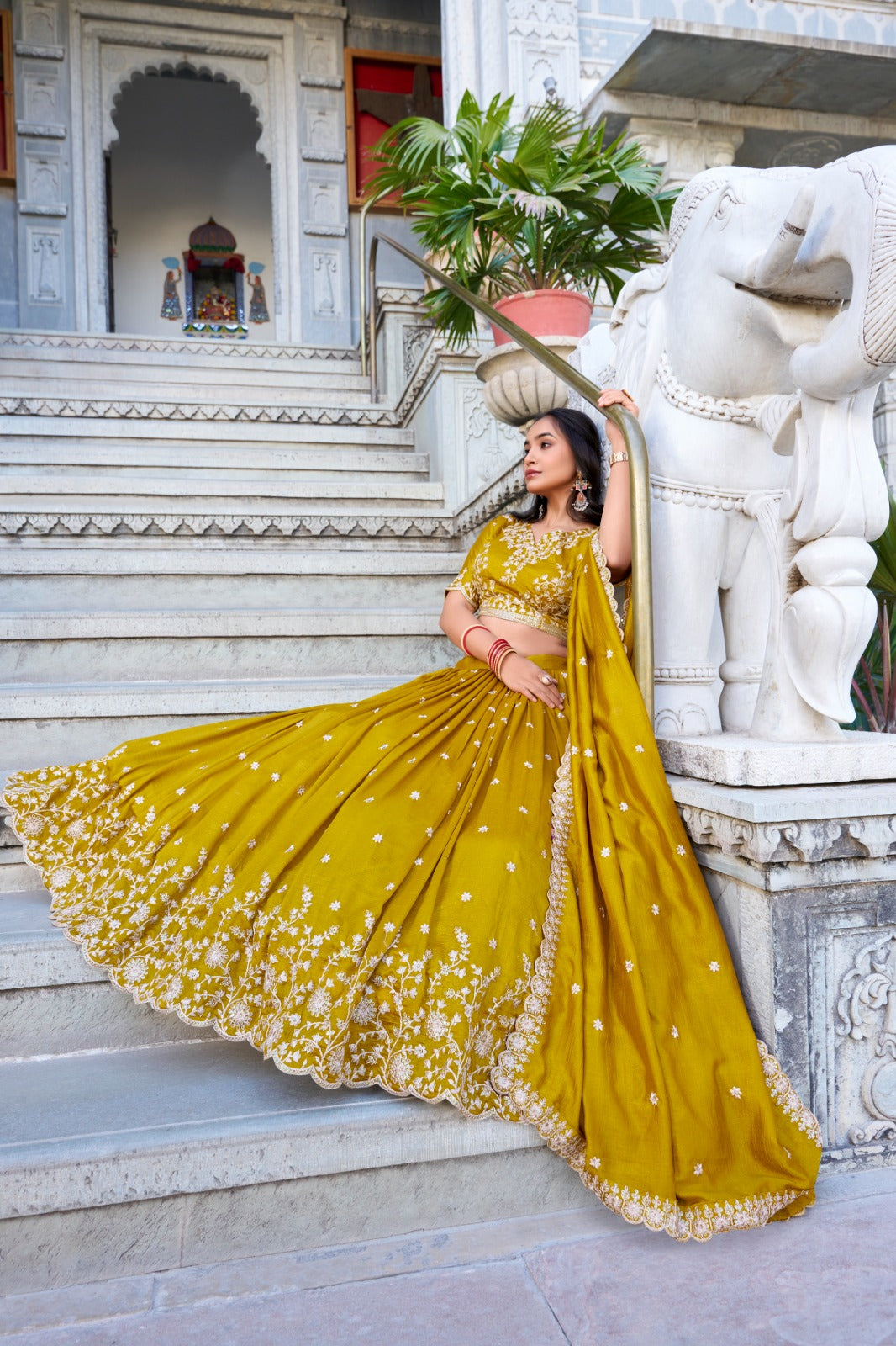 Golden Glow Mustard Wedding Lehenga
