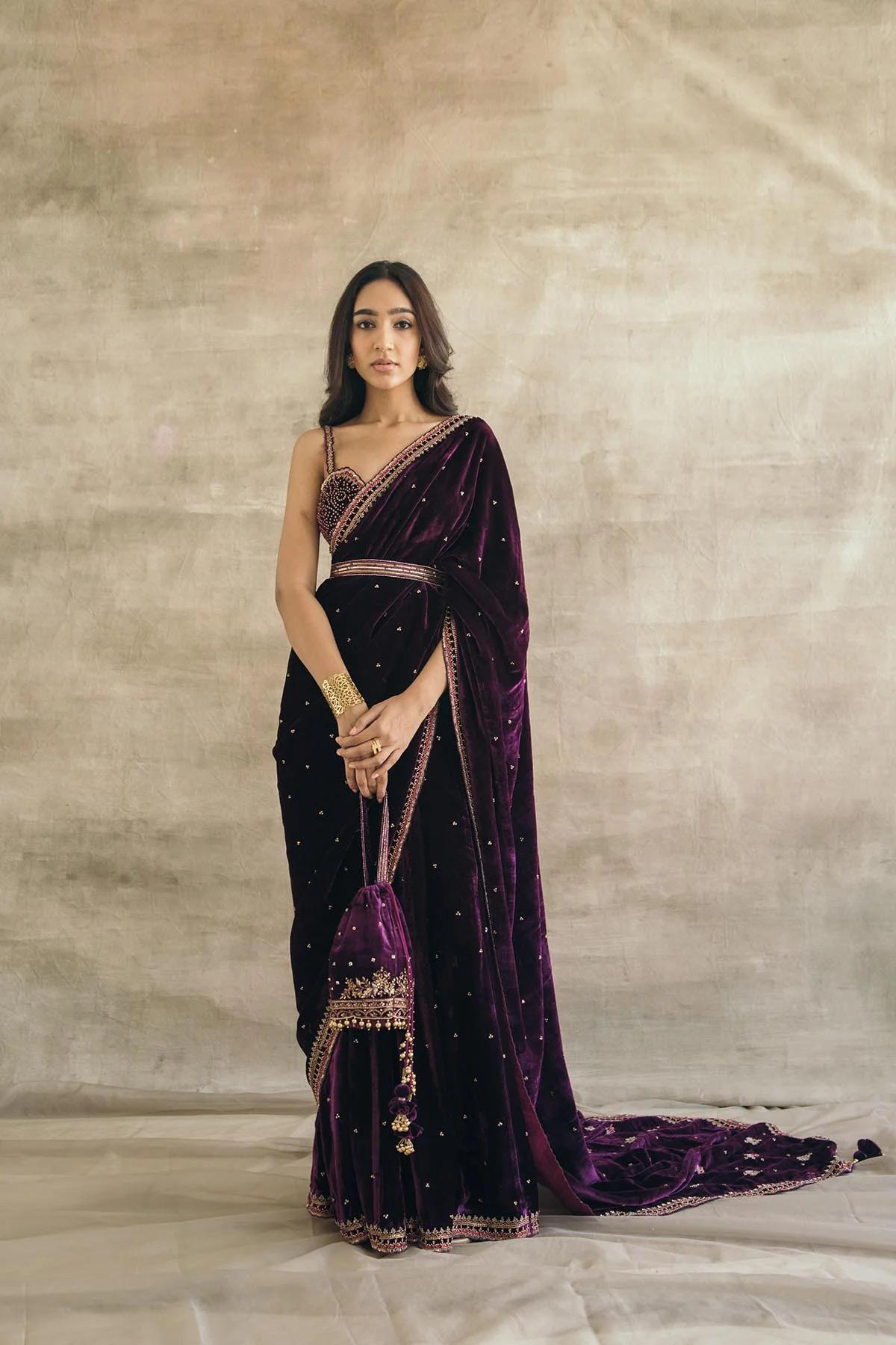 Velvet Charm Saree with Royal Touch