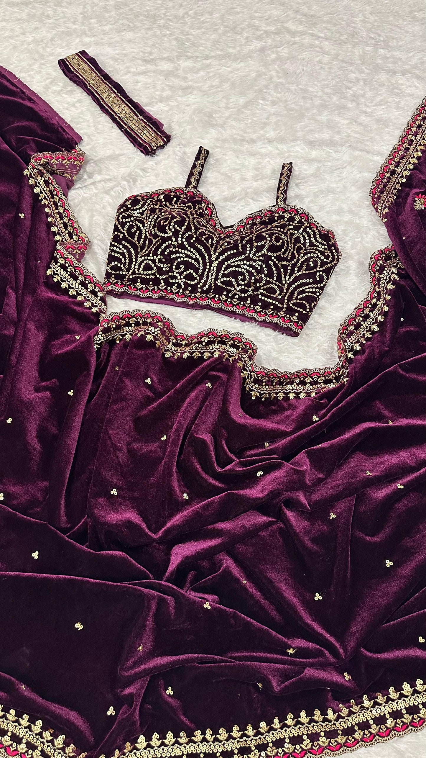 Velvet Charm Saree with Royal Touch