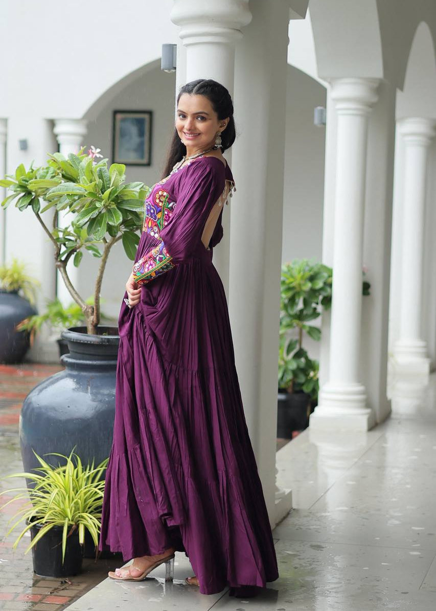 Embroidered Front & Elegant Backless Gown