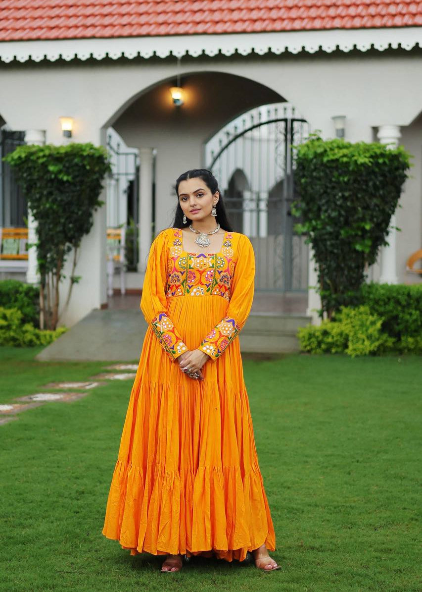 Embroidered Front & Elegant Backless Gown