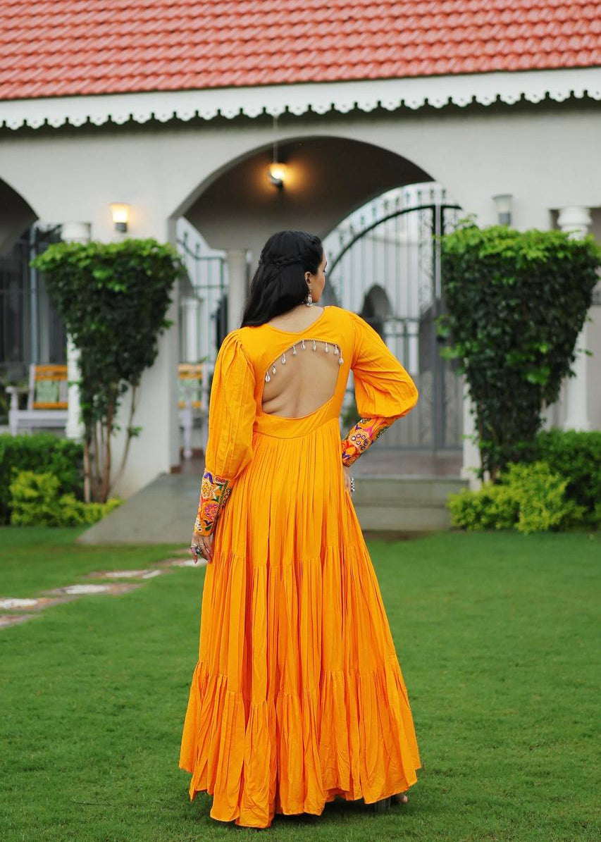 Embroidered Front & Elegant Backless Gown