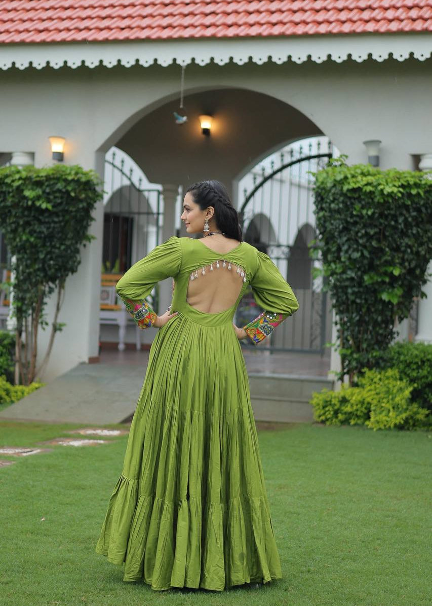 Embroidered Front & Elegant Backless Gown
